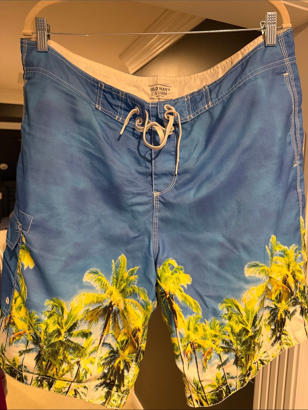 Old Navy Blue Board Shorts with Palm Print